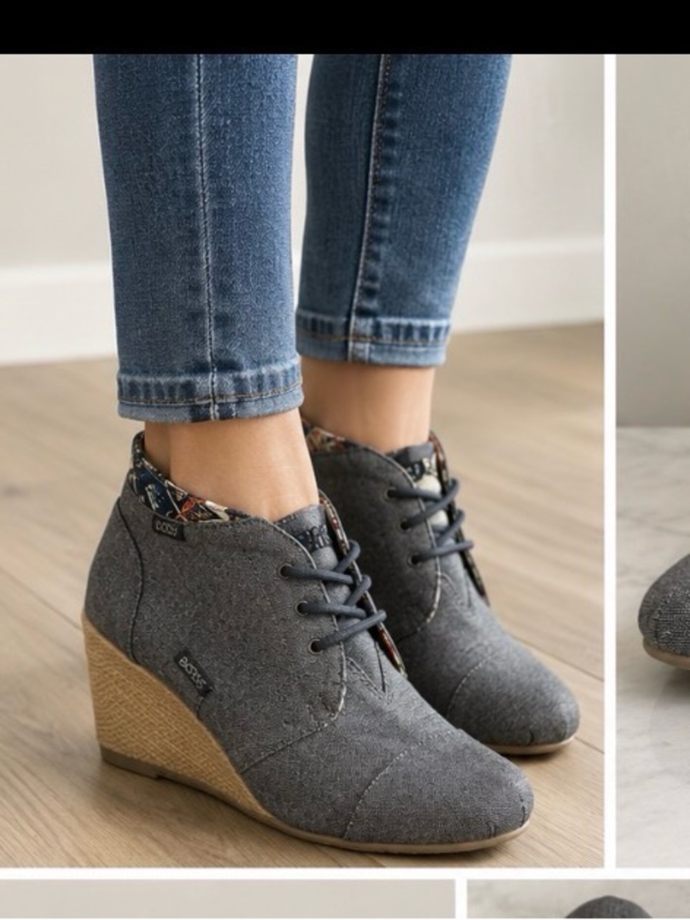 BOBS from Skechers Gray Lace Up Ankle Boots Size 10